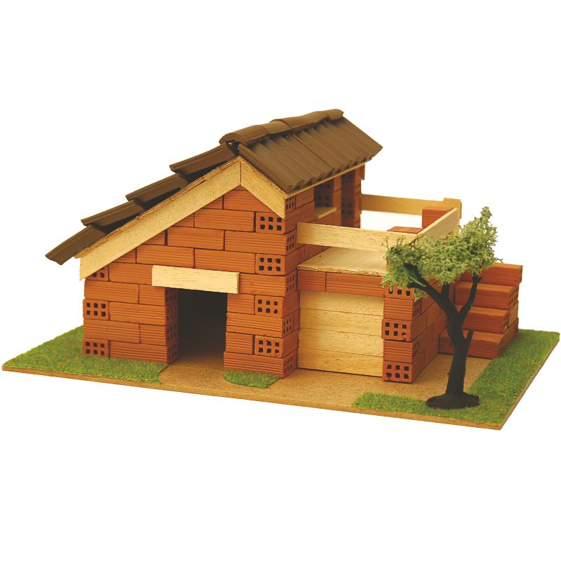 DO40116 Steinbausatz Haus Kid 6, Ziegelsteinbausatz für Kinder, zum Mauern mit Miniaturziegelsteinen