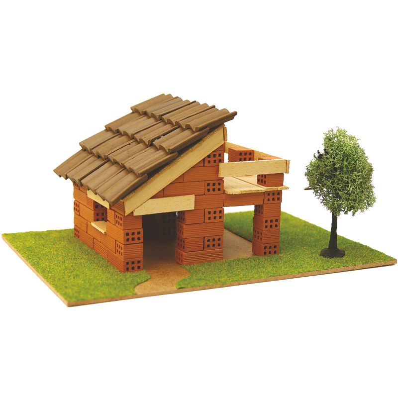 DO40113 Steinbausatz Haus Kid 3, Ziegelsteinbausatz für Kinder, zum Mauern mit Miniaturziegelsteinen