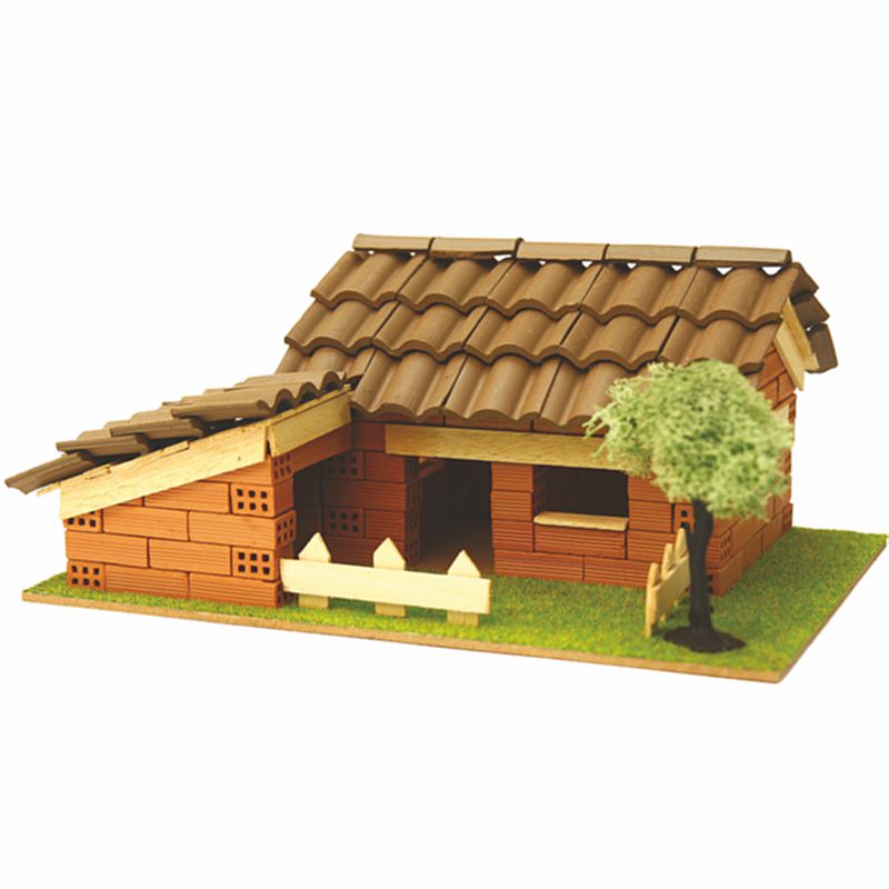 DO40114 Steinbausatz Haus Kid 4, Ziegelsteinbausatz für Kinder, zum Mauern mit Miniaturziegelsteinen