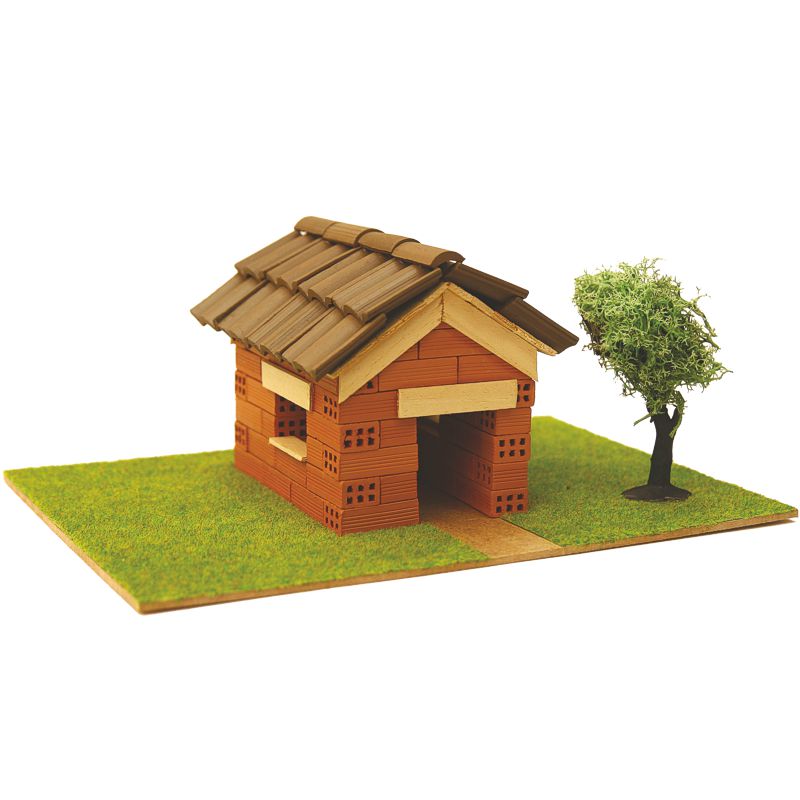 DO40112 Steinbausatz Haus Kid 2, Ziegelsteinbausatz für Kinder, zum Mauern mit Miniaturziegelsteinen