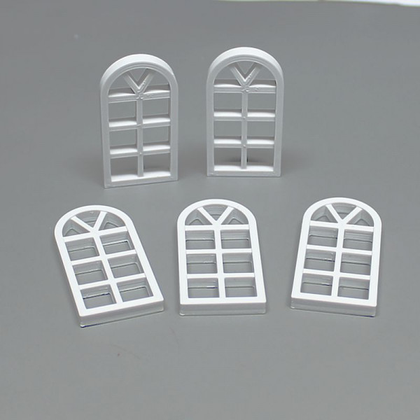 Rundbogenfenster weiß, Fenster, Modellbauzubehör, 5 Stk. aus Kunststoff
